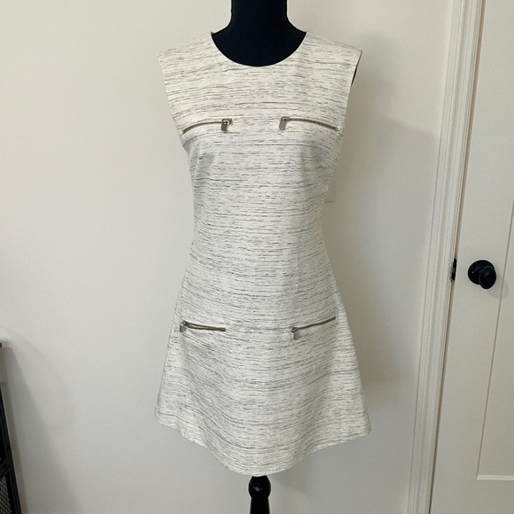Banana Republic A Line Dress, sleeveless, white with black, 6, NWT - Picture 1 of 15